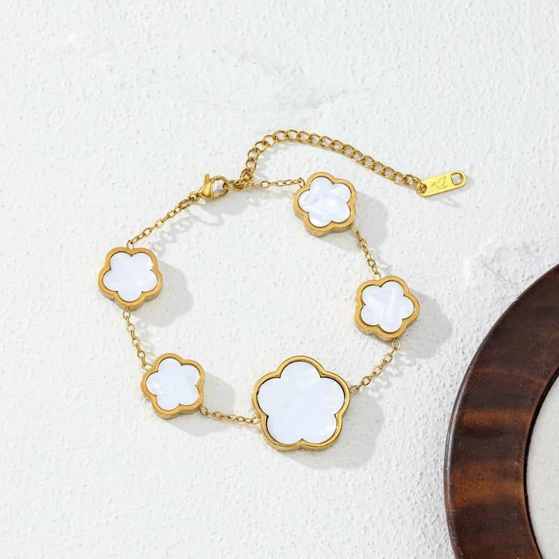 Flower Design Link Bracelet Forsummer, Plain Color Bracelet Forwomen, Party, Daily Decor, Jewelryfor Birthday Gift，Flower Design Link Bracelet Forsummer, Plain Color Bracelet Forwomen, Party, Daily Decor, Jewelryfor Birthday Gift