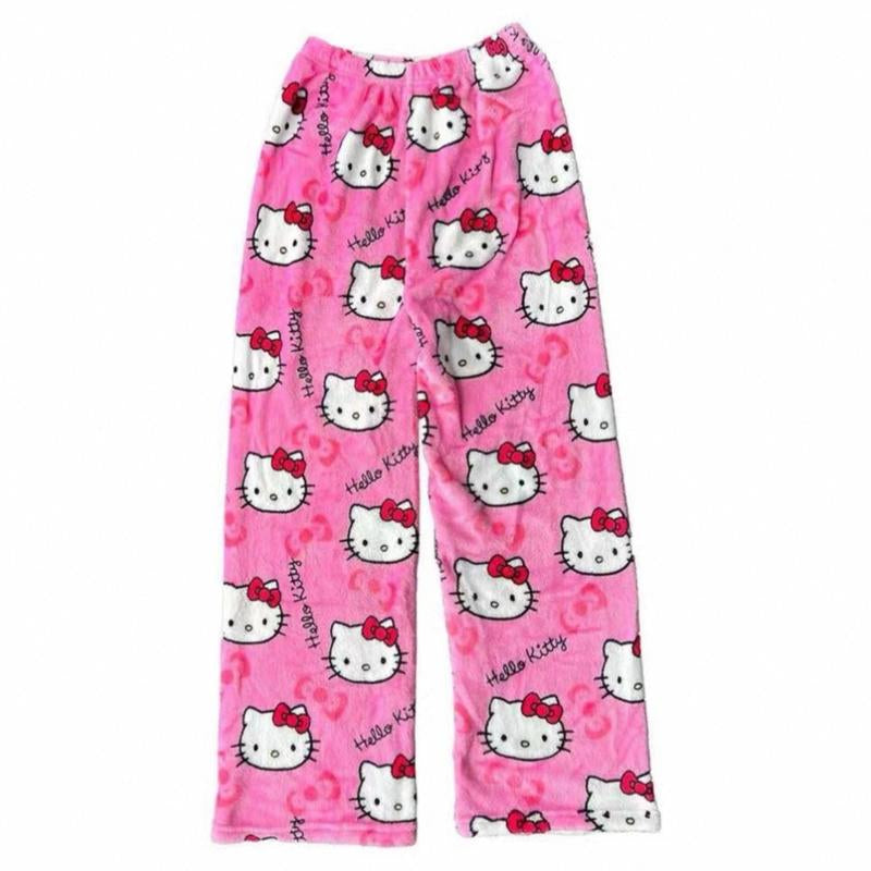 Sanrio Hello Kitty Comfy Pajama Pants-Size up 2X!!! - Cute, Comfortable and Stylish Design Y2K Clothing - Tiktok Approved Loungewear Collection