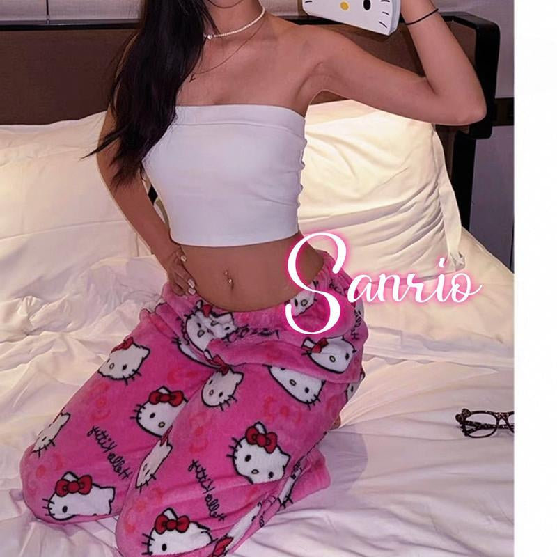 Sanrio Hello Kitty Comfy Pajama Pants-Size up 2X!!! - Cute, Comfortable and Stylish Design Y2K Clothing - Tiktok Approved Loungewear Collection
