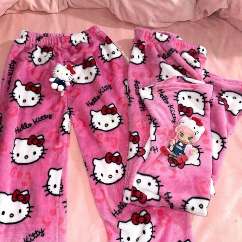 Sanrio Hello Kitty Comfy Pajama Pants-Size up 2X!!! - Cute, Comfortable and Stylish Design Y2K Clothing - Tiktok Approved Loungewear Collection