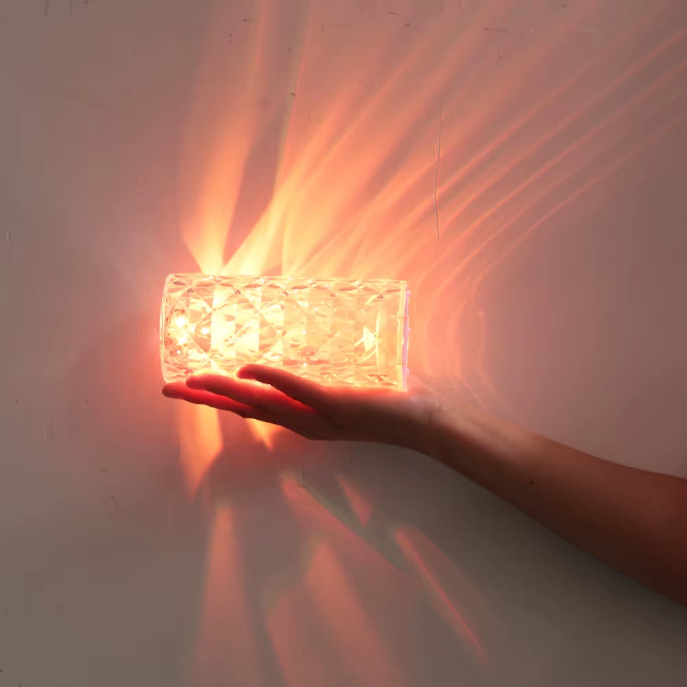 16 Colors Touch Remote Diamond Rose LED Crystal Lamps Table Romantic Christmas USB Night Light Projector Atmosphere Rechargeable