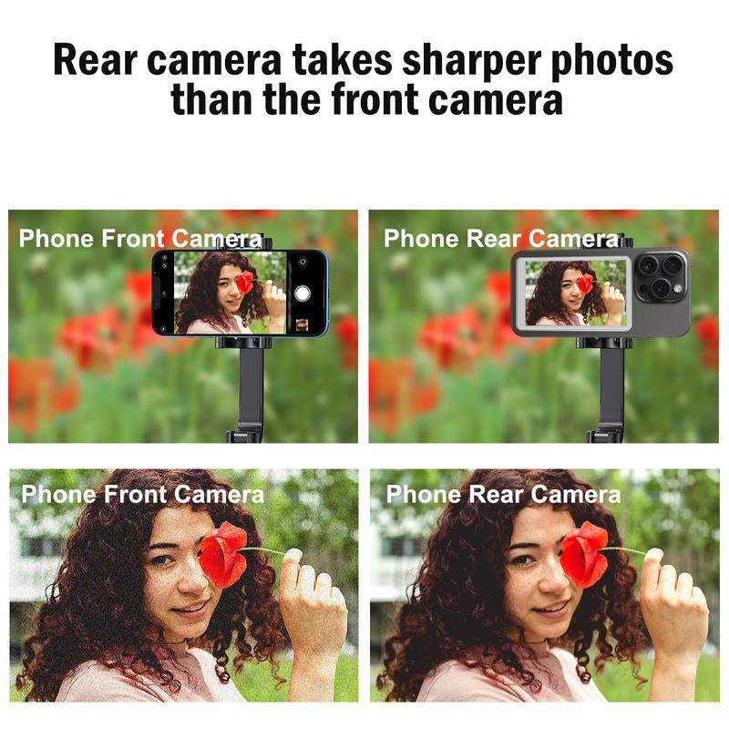 Phone Vlog Selfie Monitor Screen, Magnetic Mount for Magsafe, Rear Camera for Selfie Vlog Live Stream, Iphone & Android Compatible, Wireless Connection