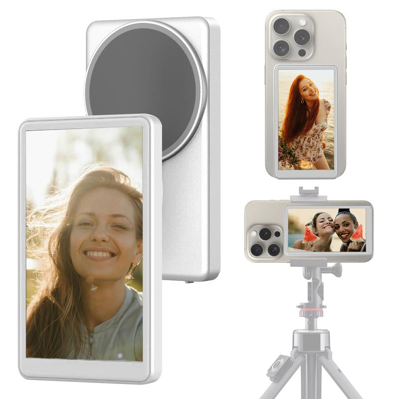 Phone Vlog Selfie Monitor Screen, Magnetic Mount for Magsafe, Rear Camera for Selfie Vlog Live Stream, Iphone & Android Compatible, Wireless Connection