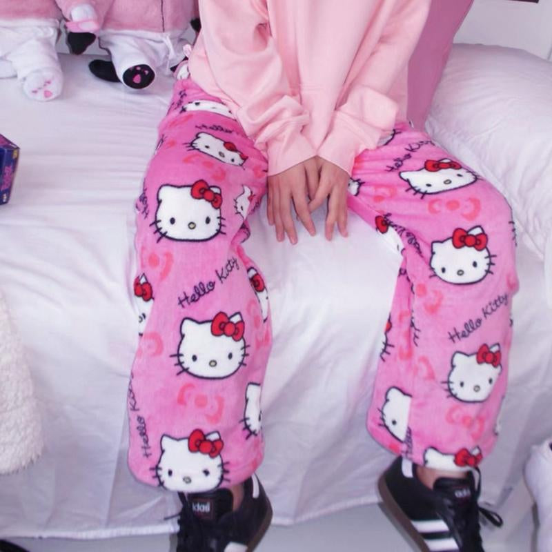 Sanrio Hello Kitty Comfy Pajama Pants-Size up 2X!!! - Cute, Comfortable and Stylish Design Y2K Clothing - Tiktok Approved Loungewear Collection