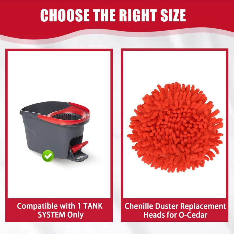 For O-Cedar Chenille Duster Mop Pad Refills Heads Dust Trapping Multi-Surface Cleaning for Walls Ceilings Fans Blinds Allergy Safe Household Items