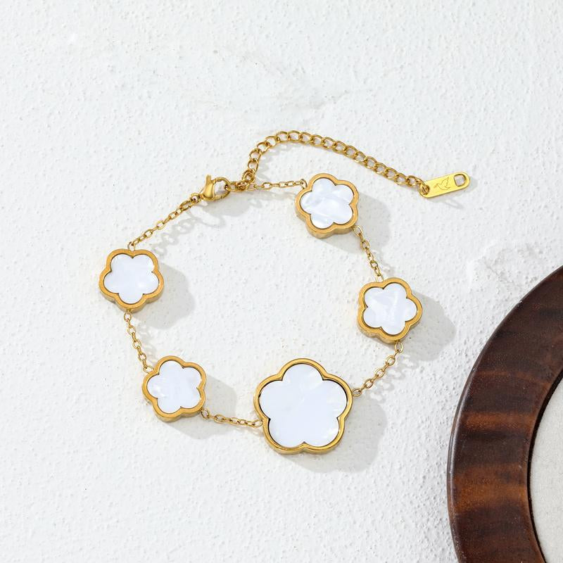 Flower Design Link Bracelet Forsummer, Plain Color Bracelet Forwomen, Party, Daily Decor, Jewelryfor Birthday Gift，Flower Design Link Bracelet Forsummer, Plain Color Bracelet Forwomen, Party, Daily Decor, Jewelryfor Birthday Gift
