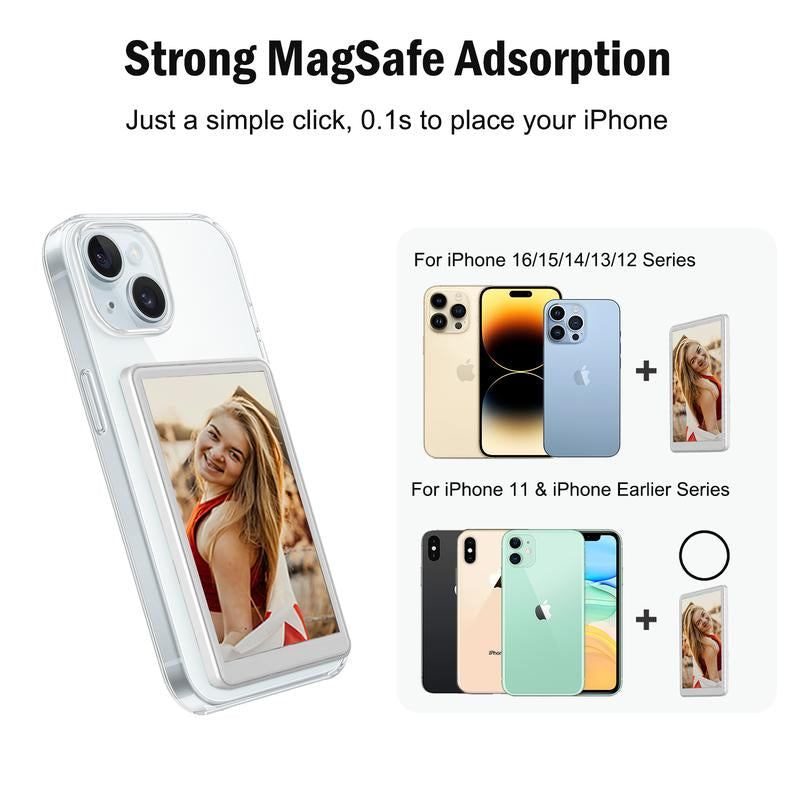 Phone Vlog Selfie Monitor Screen, Magnetic Mount for Magsafe, Rear Camera for Selfie Vlog Live Stream, Iphone & Android Compatible, Wireless Connection