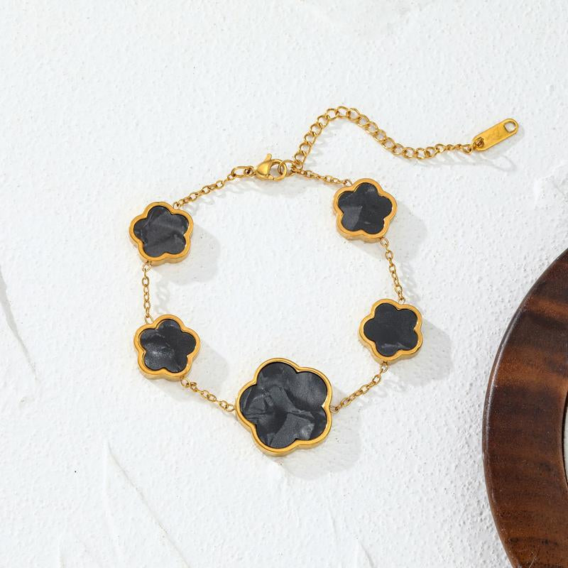 Flower Design Link Bracelet Forsummer, Plain Color Bracelet Forwomen, Party, Daily Decor, Jewelryfor Birthday Gift，Flower Design Link Bracelet Forsummer, Plain Color Bracelet Forwomen, Party, Daily Decor, Jewelryfor Birthday Gift