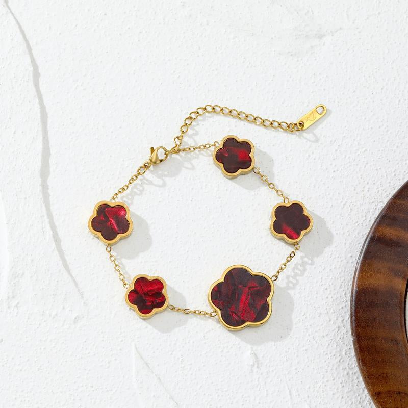 Flower Design Link Bracelet Forsummer, Plain Color Bracelet Forwomen, Party, Daily Decor, Jewelryfor Birthday Gift，Flower Design Link Bracelet Forsummer, Plain Color Bracelet Forwomen, Party, Daily Decor, Jewelryfor Birthday Gift